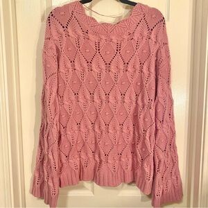 INC Mauve Popcorn Cable Knit Sweater